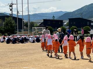 校庭に避難