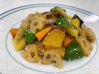 ９たっぷり秋野菜と鶏肉の甘酢だれ